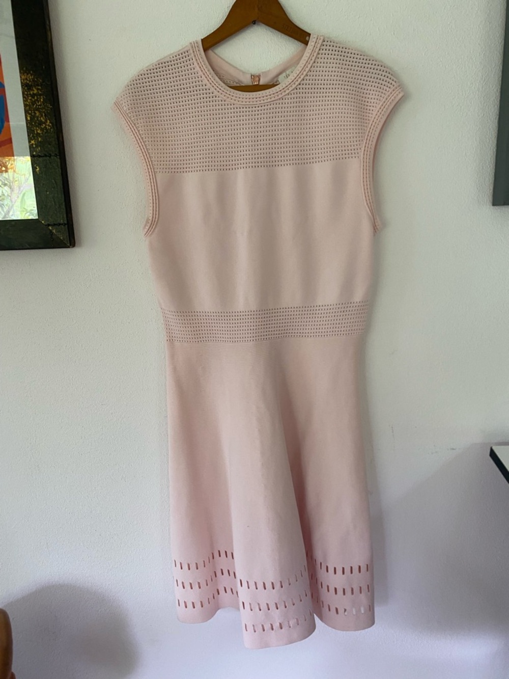 Ted Baker Elegant Light Pink Knit Fit-and-Flare Dress